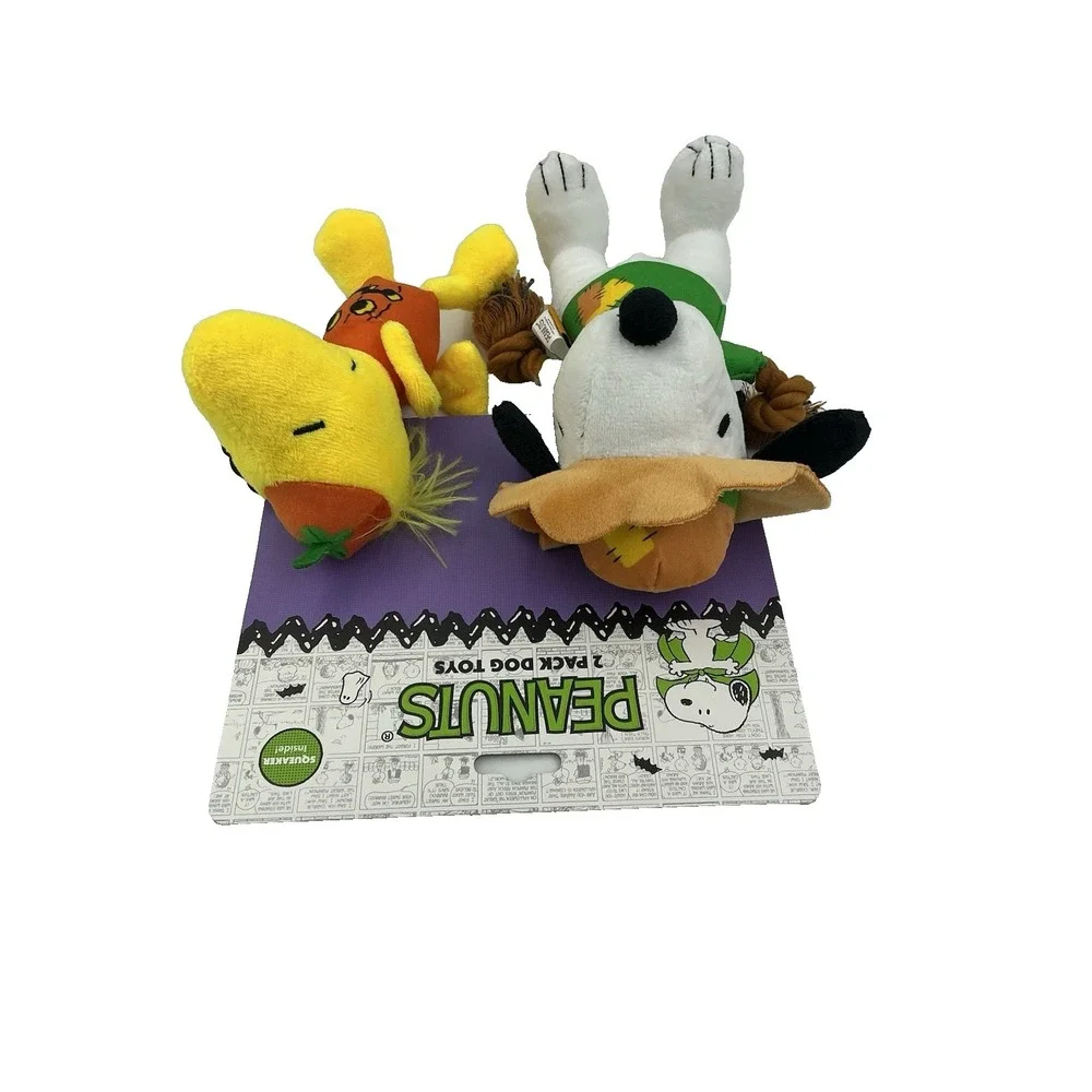 Snoopy Woodstock Halloween Plush Dog Toys 2Pack Peanuts Jack O Lantern Scarecrow